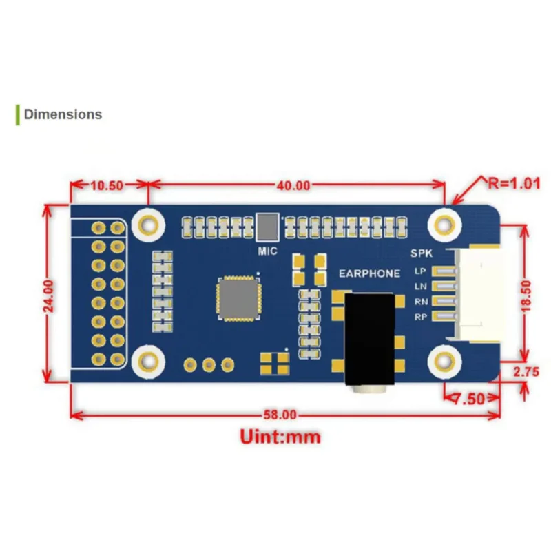 Módulo códec de Audio estéreo WM8960, baja potencia, interfaz de Control de reproducción/grabación 12C, admite grabación de sonido