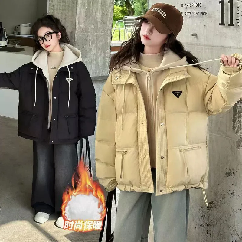 Mädchen Verdickte Jacke Winter Warme Mit Kapuze Baumwolle Kleidung kinder Mode Lose Oberbekleidung Herbst Neue Feste Mantel Kinder Schneekleidung