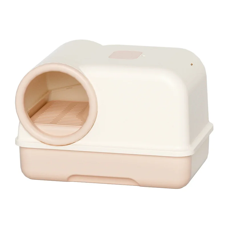 Caja de arena cerrada para gatos con control de olores y tapete