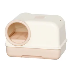 Caja de arena cerrada para gatos con control de olores y tapete