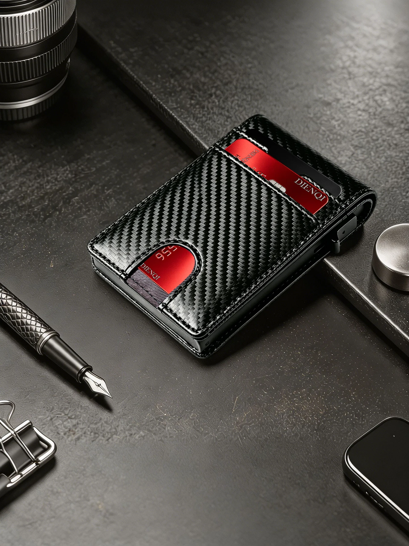 Luxusmarke Kreditkartenhalter Herren Geldbörsen RFID-Kartenhalter Hartschalen-Portemonnaie für Männer Smart Wallet mit Ausweisfach Vatertag Geschenke