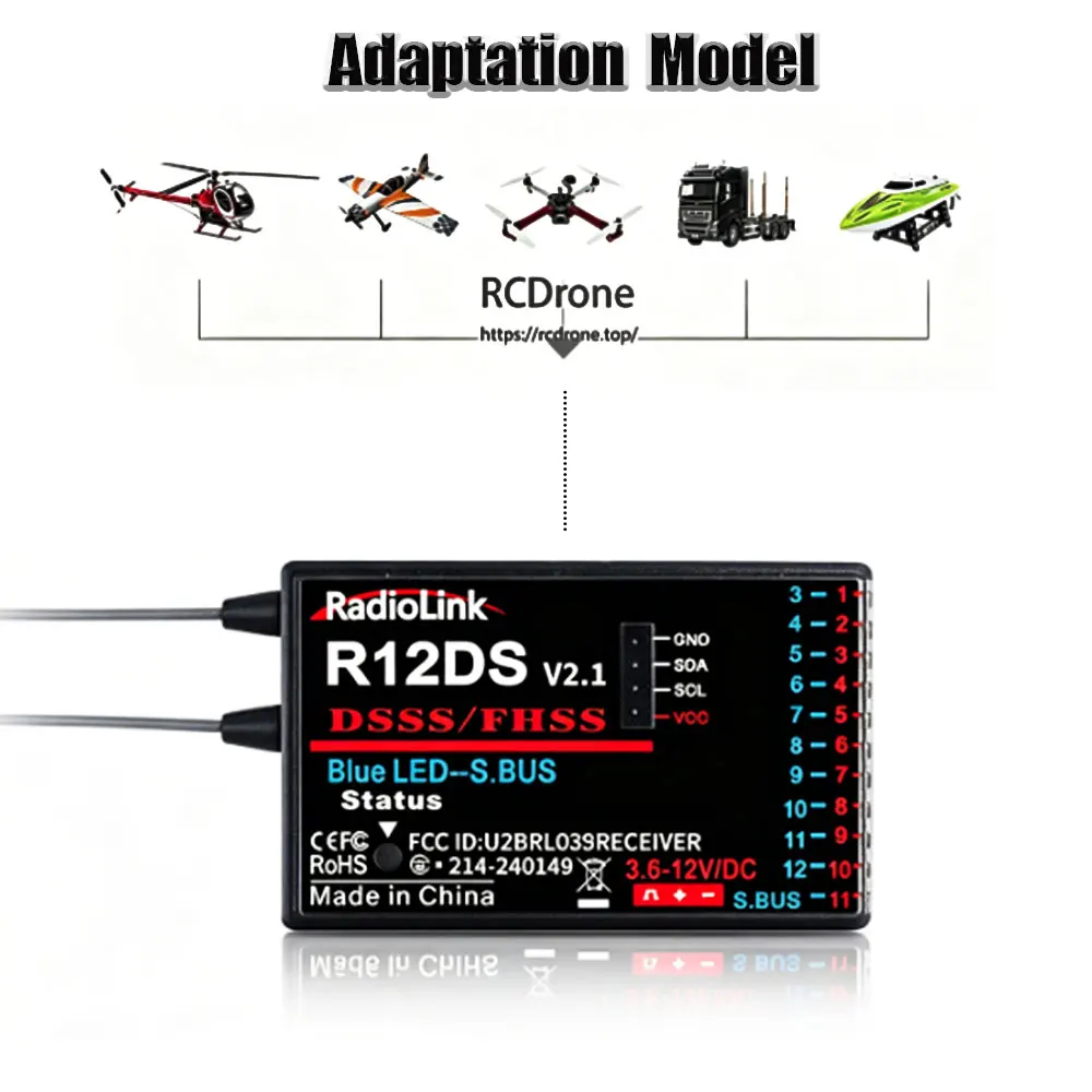 Radiolink R12DS 2.4G High Performance RC Receiver Signal Module for RC Aircraft Multirotor Drones