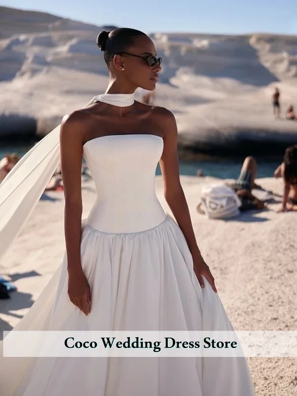 Vestido De Novia encantador personalizado con cordones, Apliques De encaje, cuello barco, sin mangas, con tirantes, largo hasta el suelo, Vestidos De Novia