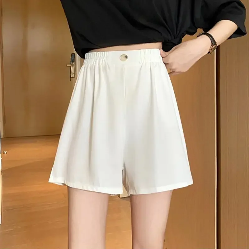 Shorts Women Solid Folds Simple All-match Young Creativity Vintage Basics Spring Leisure Stylish Korean Style Ladies Gentle New