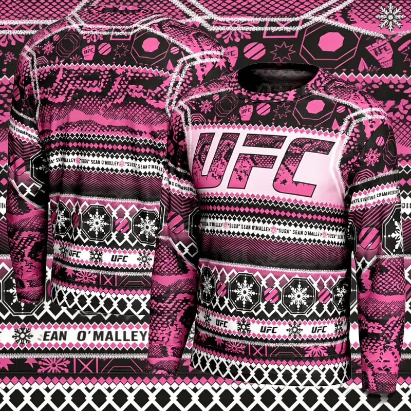 

2026 New Men's and Women's UFC Long Sleeved Printed T-shirt Suitable for Daily Training, Outdoor Sports, and Quick Drying