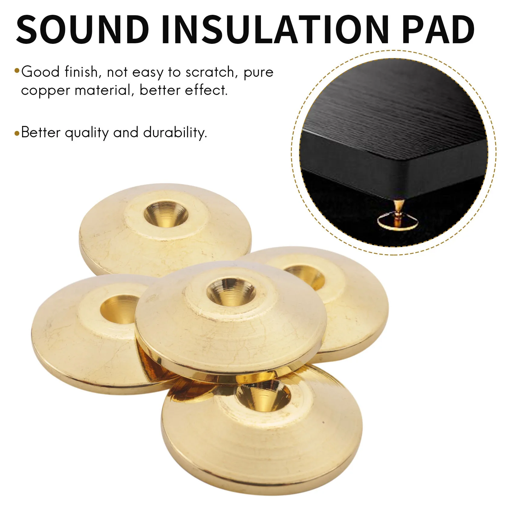 Universal Copper Speaker Spikes Pads, Base de Choque Pad, Isolamento Stand Pés, Cone Base Mats Floor, 25x4mm, 8 Pcs