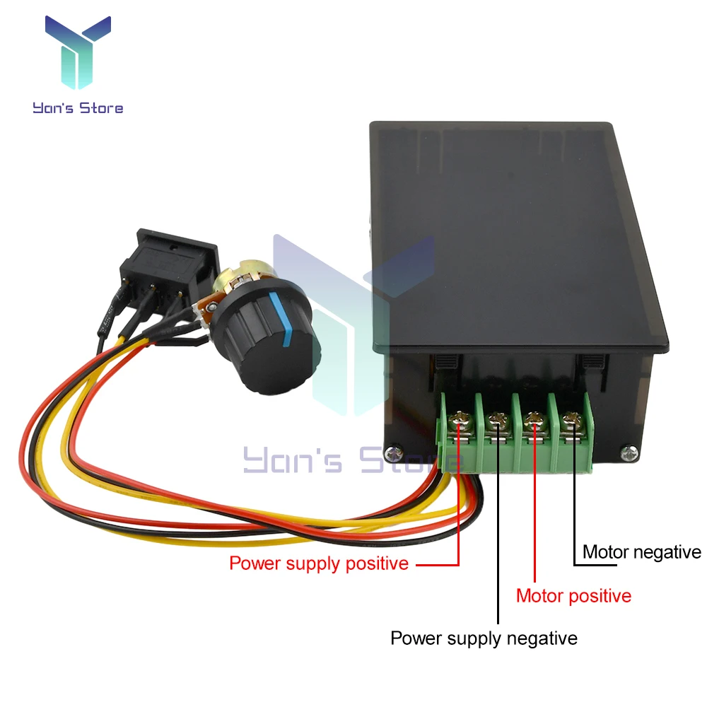 DC 6-60V 20A LCD Digital Display 0~100% adjustable DC Motor Speed Controller Regulator PWM 6V 12V 24V 36V 48V Forward Backward