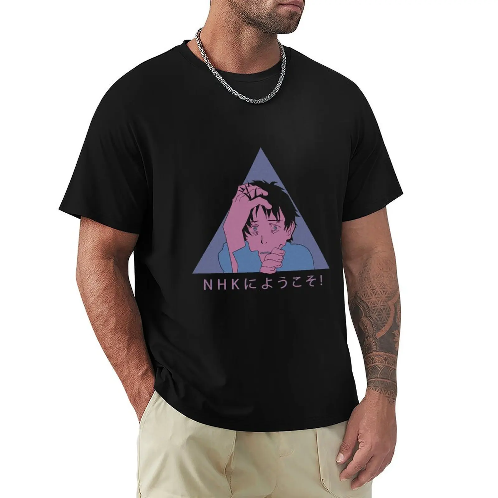 Bienvenido a la camiseta NHK, camisa básica informal de algodón de manga corta