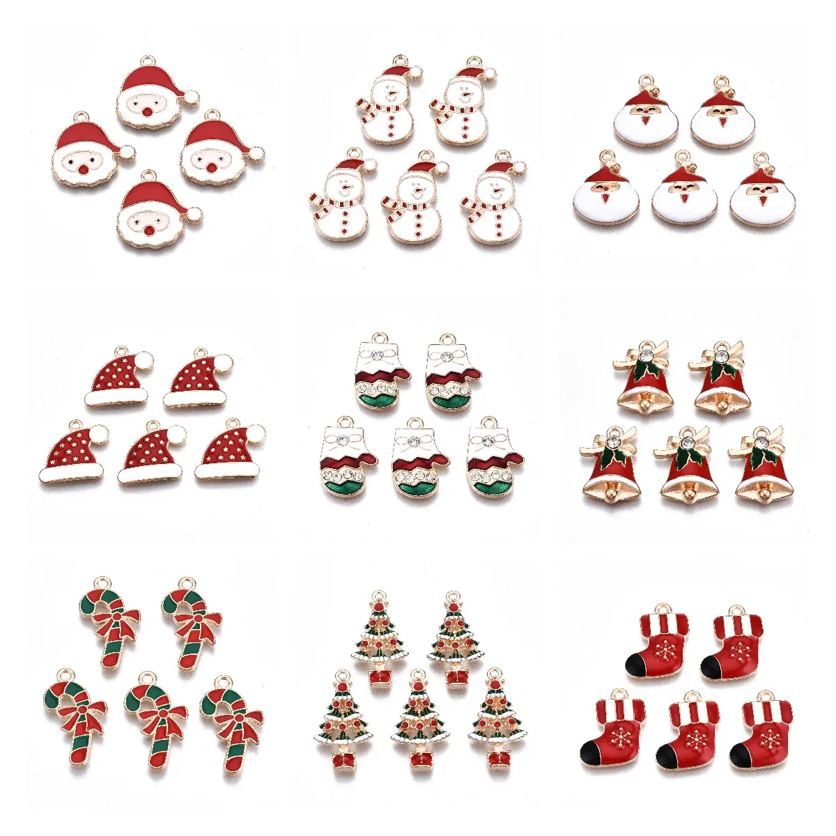

Kissitty 10pcs Christmas Snowman Tree Sock Glove Christmas Theme Alloy Enamel Pendants Charms for Bracelet Earring DIY Jewelry
