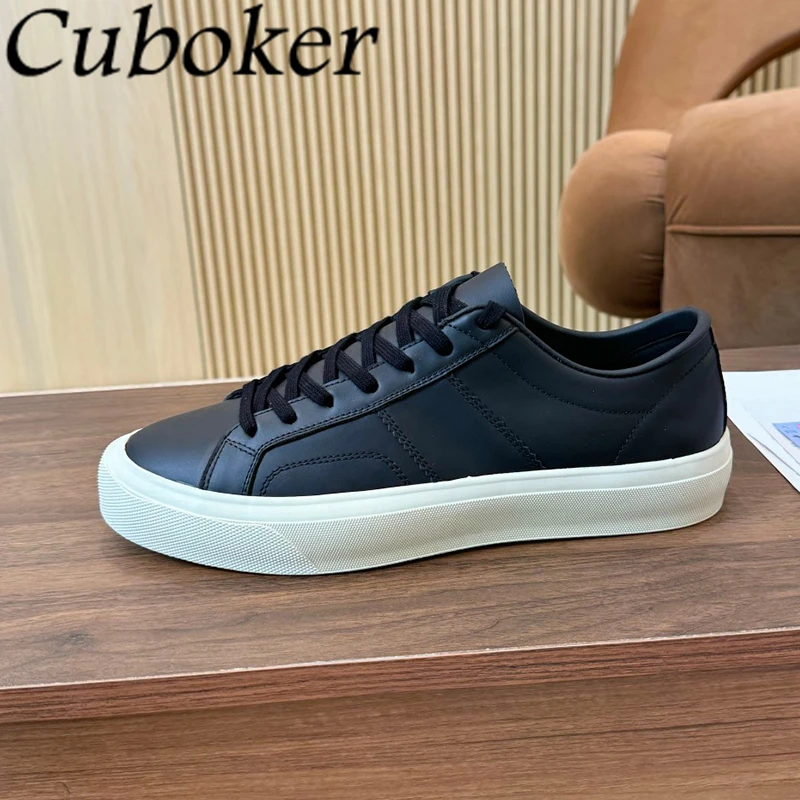 2024 Spring Suede Leather Lace Up Flat Sneakers Men Thick Sole Casual Shoes Male Outside Leisure Driving Walking Shoes Hombres