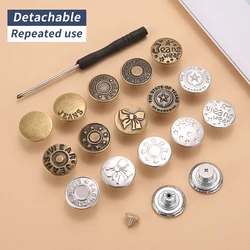 10PCS 17mm Jeans Button Men Women Sewing-Free Detachable Pants Change Waist Size Buttons Accessories To Send Screwdriver