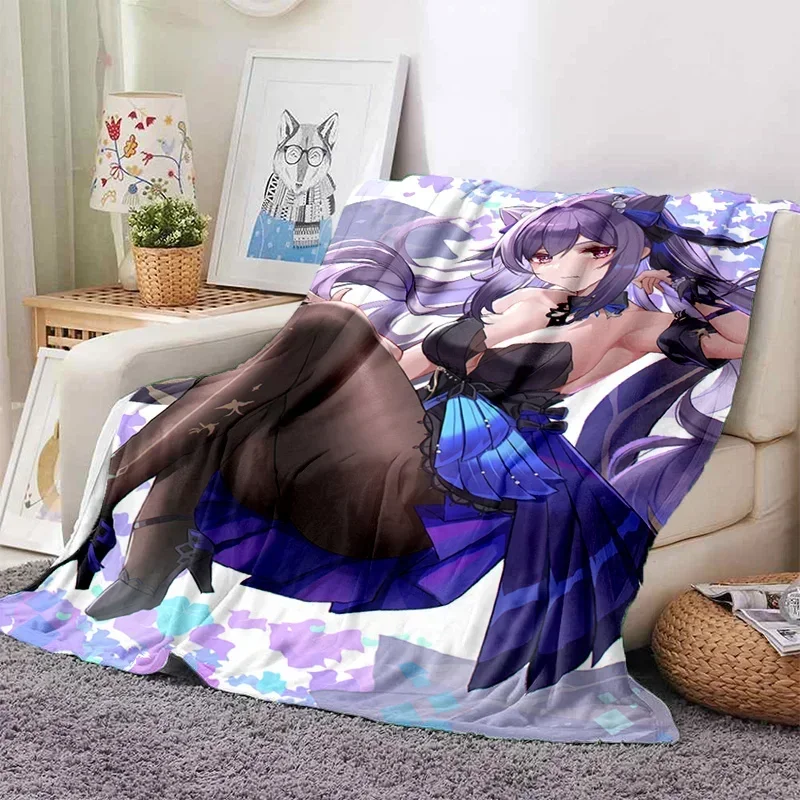 P-Project G-Genshin Impact Throw Blanket Soft Flannel Thin Blankets for Bed Sofa Cover Bedspread picnic cooling gift Home Deco