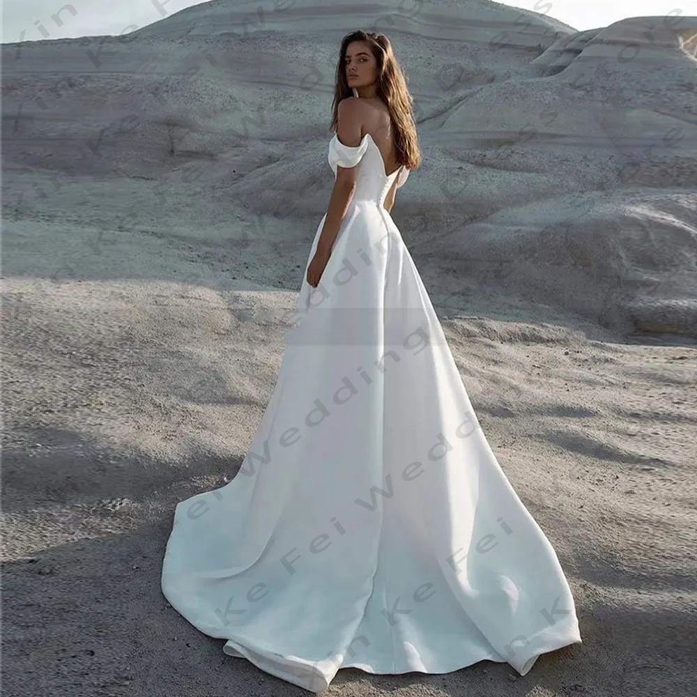 2025 simples feminino a linha vestidos de noiva sexy alta fenda princesa vestidos de casamento formal festa de praia personalizado robe de mariée