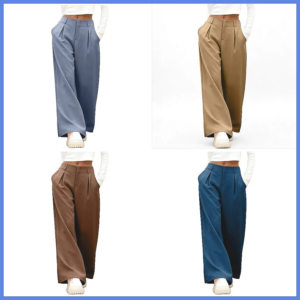

Women's Wide Leg Trousers - Elegant Business Suit Pants, Versatile Casual & Festive Daily Wear