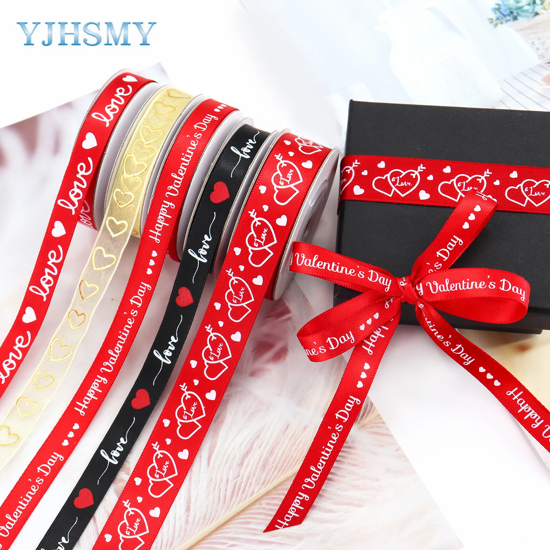 Red Ribbon for Valentines Day Decorations, Ribbons for Crafts Love