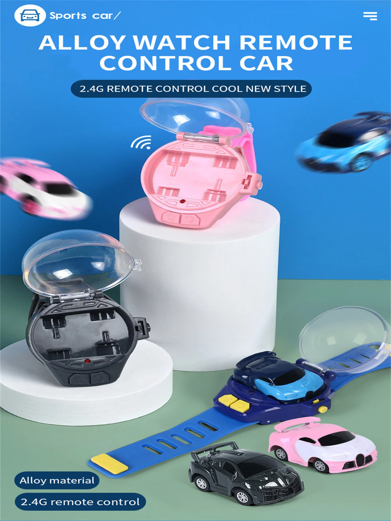 Mini watch style remote-controlled alloy racing toy suitable for boys and girls aged 3-12, wireless remote-controlled racing toy