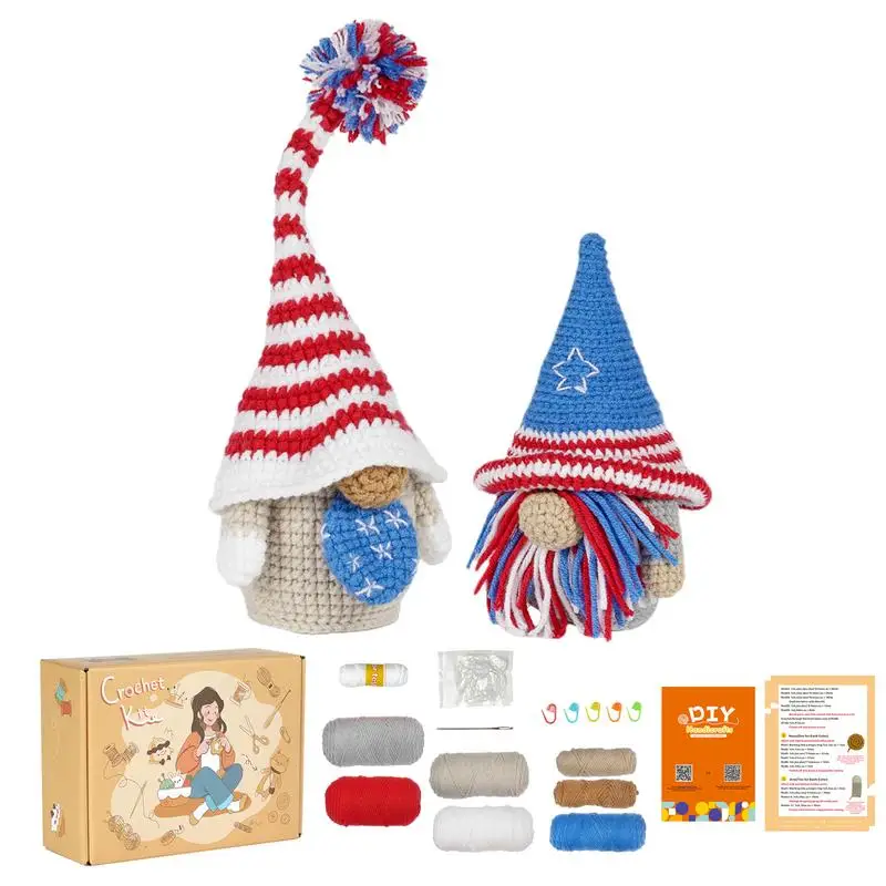 Crochet Kit For Beginners Gnome Knitting Crochet Kit Step-By-Step Starter Kit Portable Crochet Supplies With Yarn Crochet Set