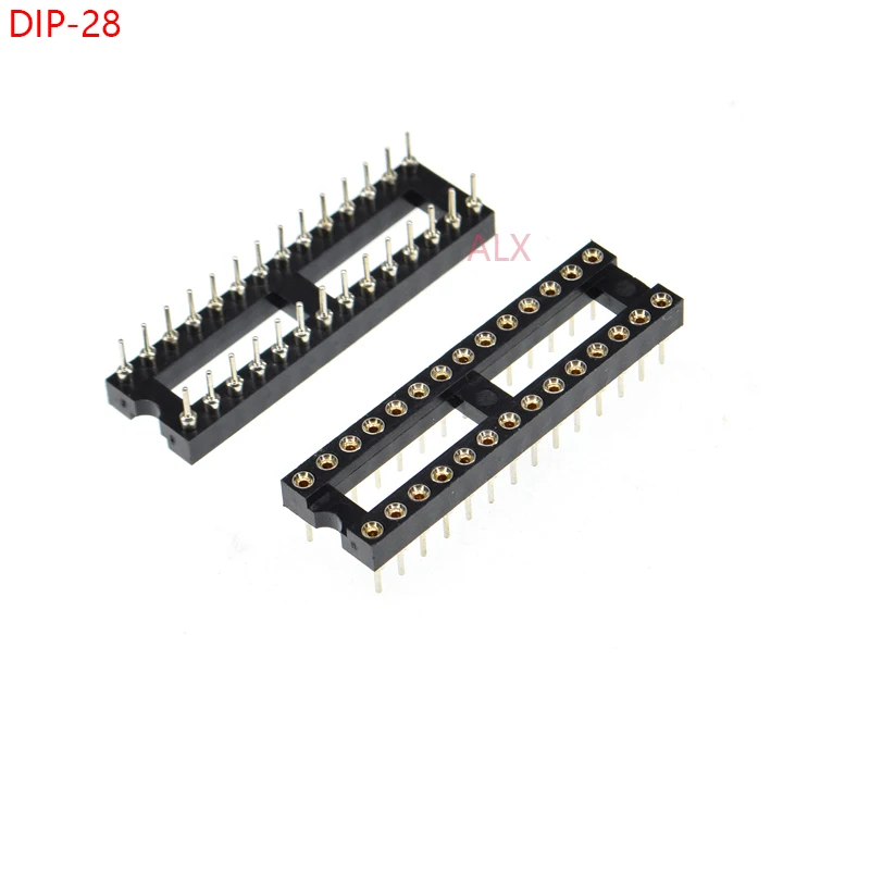 

10 шт. узкий корпус Dip28 Ic гнездо с круглым отверстием 28p Dip Chip Test Держатель адаптера 28-контактный dip-28 Dip 28-контактный разъем с шагом 2,54 мм
