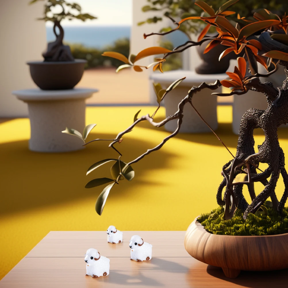 

10Pcs Mini Resin Sheep Ornaments Tiny Sheep Moss Micro Landscape Statue Fairy Garden Decoration Small Animal Sculpture