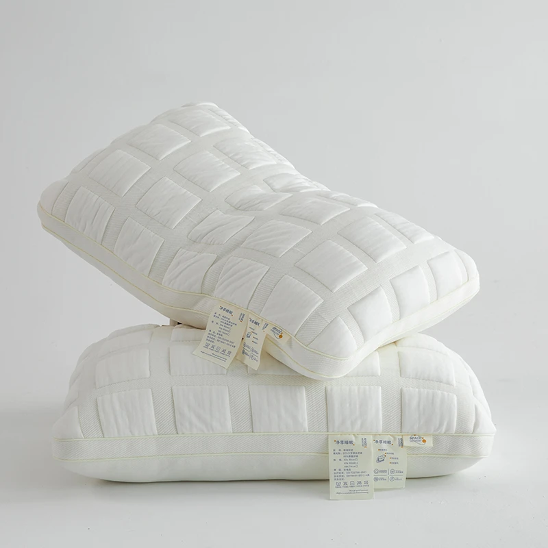 

2025 new solid color French bread pillow core white high pillow knitted jacquard soft low student pillow 1pcs