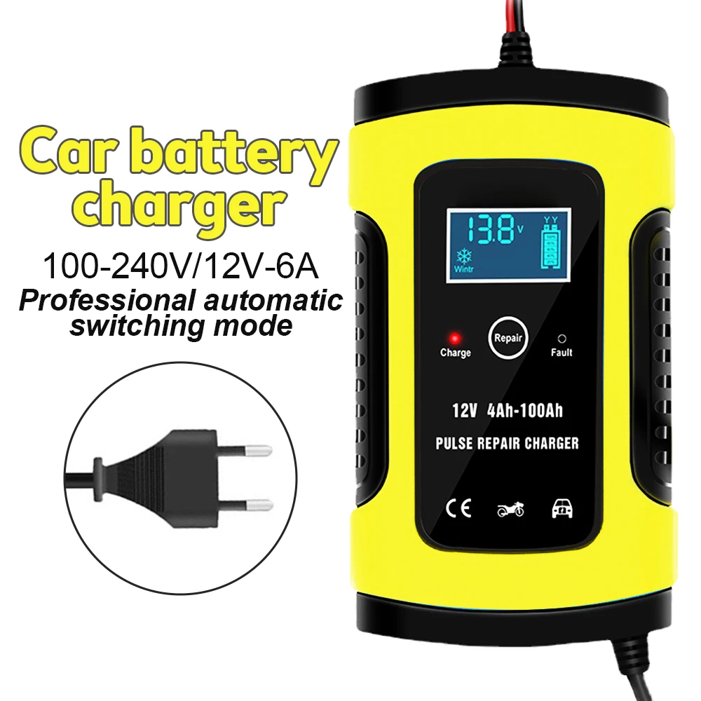 1pc lcd תצוגת מטען אופנוע 12v 5/6a עופרת דיגיטלית חכמה-מטען עבור motocycle