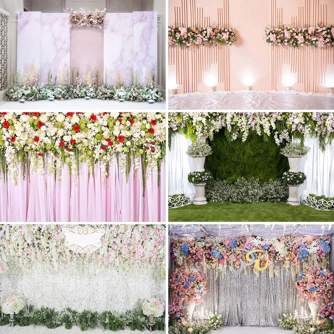

Baby Portrait Newborn Girls Birthday Party Photo Background Flowers Floral Pink Curtain Wedding Photography Backdrop For Studio