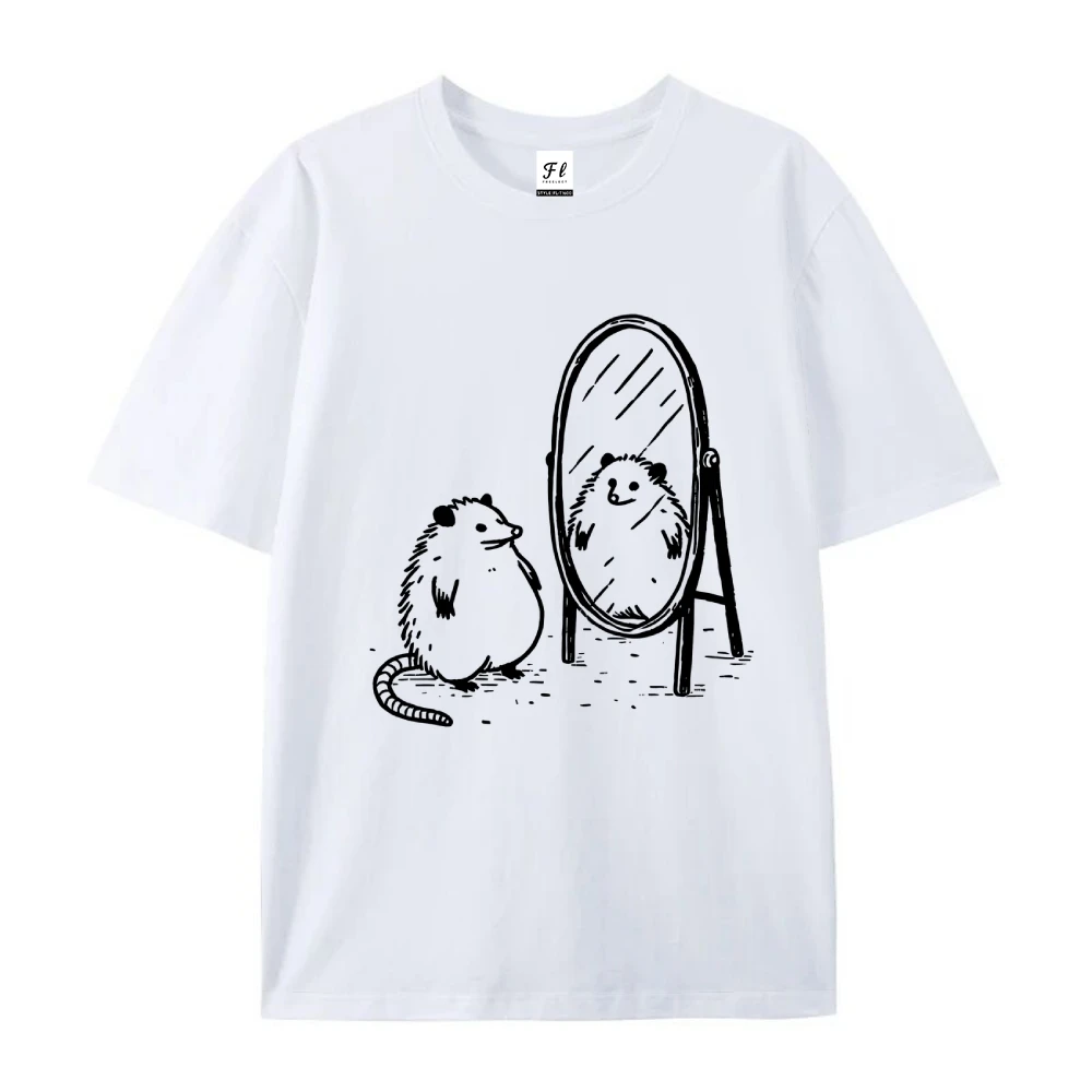 Alt Cool Grunge Y2k Aesthetic، تي شيرت برسومات مرآة الفئران الصغيرة، قميص نسائي صيفي قطني كامل، نمط غير رسمي يرتديها