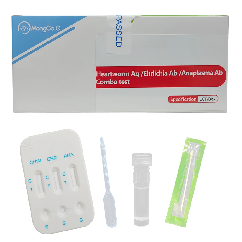 

Monggoq-10 PCS Heartworm Ag, Ehrlichia Ab, комбинированный тест Anaplasma Ab для собак Дома, CHW/EHR/ANA-10