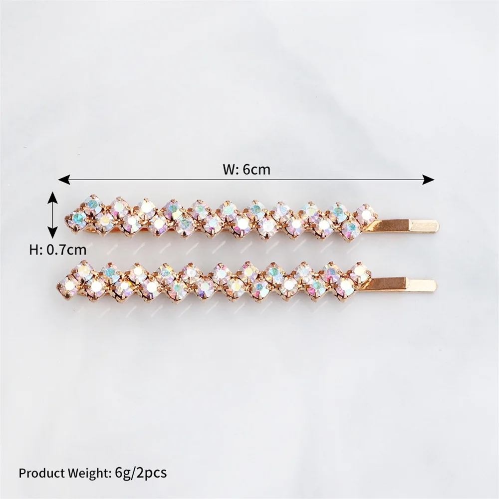 2 قطعة/المجموعة الفاخرة كريستال دبابيس الشعر النساء أزياء حجر الراين كلمة واحدة الجانب الانفجارات المشابك إكسسوارات الشعر