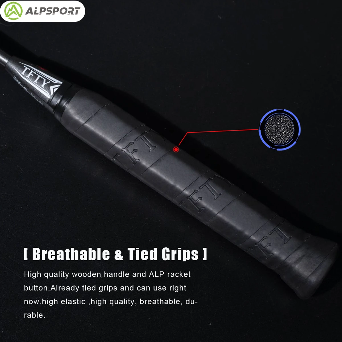 Alpsport YH 4U Offensive max 38lbs Badminton Racket Carbon Fibre Competition level Designed for OUTDOOR training and competition