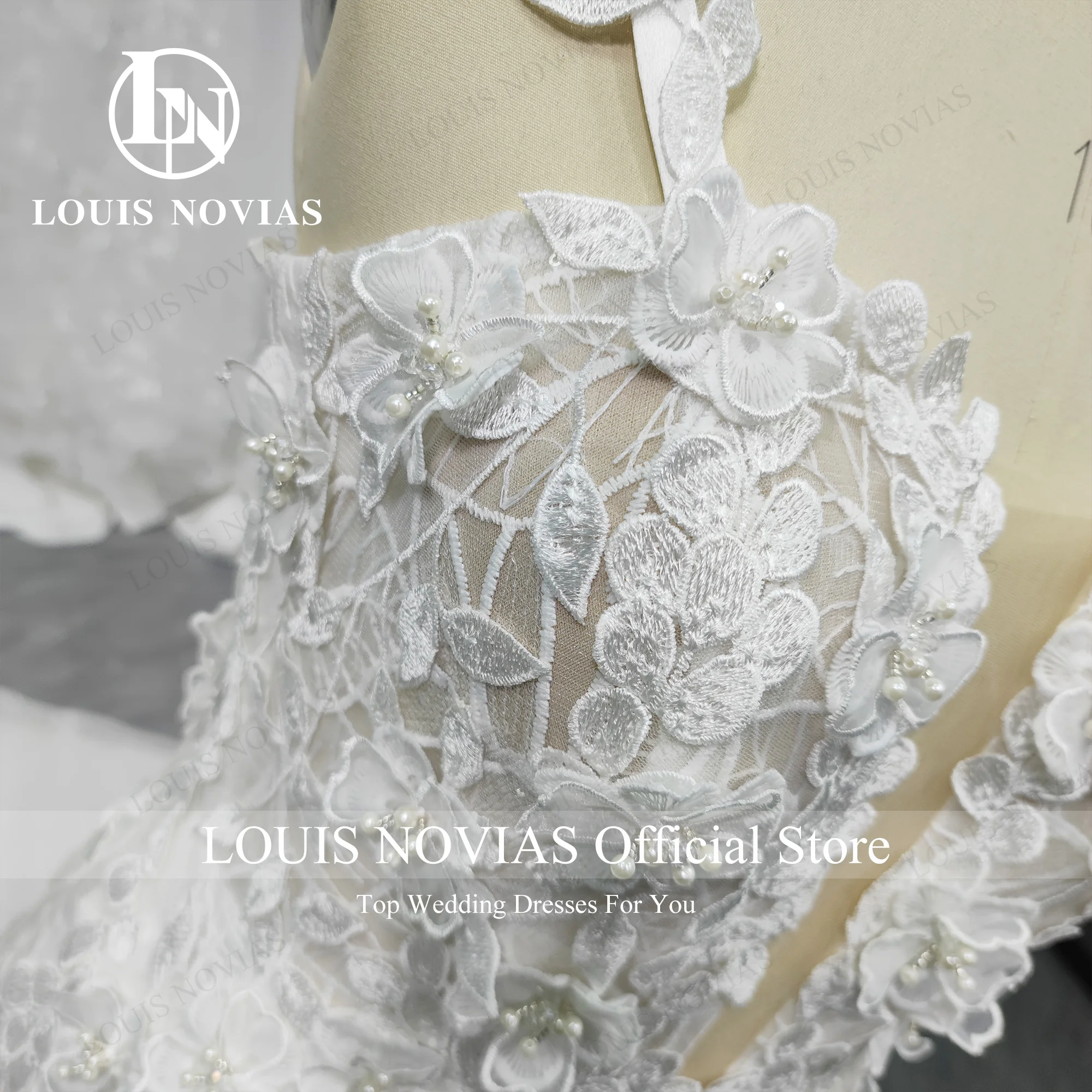 LOUIS NOVIAS-فستان زفاف حورية البحر للنساء ، الأشرطة السباغيتي ، ثوب الزهور الحبيب ، صور حقيقية ، 2024