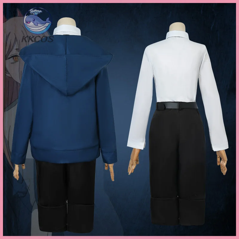 Anime Chainsaw Man Power Cosplay Costume Outfits Blue Suit Shirt Tie Short Neck Wig Women Halloween Comic-con Uniform KKCos view 4