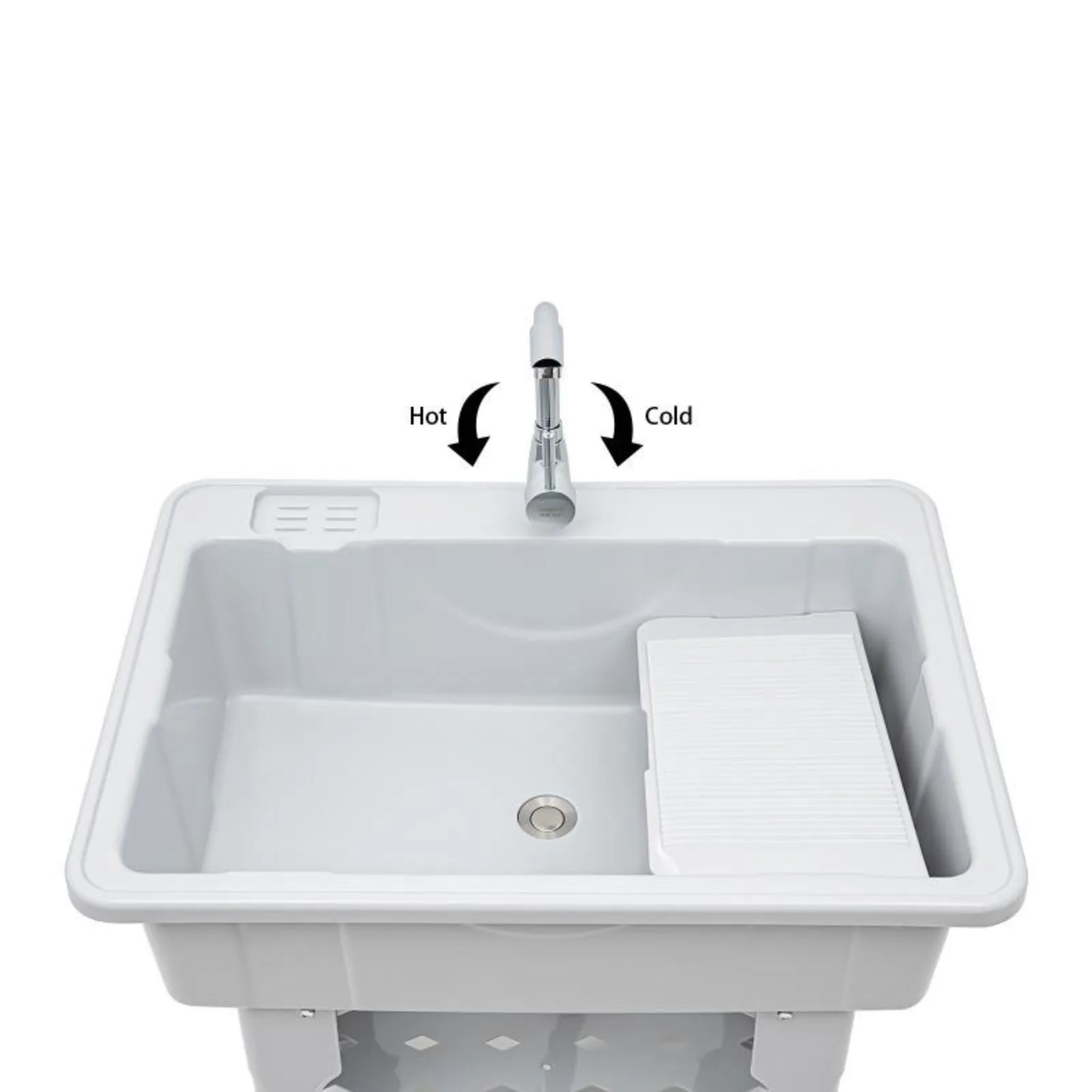 Utility Sink with Storage Shelf Slop Sink Single Bowl with Tap Washing Station Laundry Sink 200kg Gray