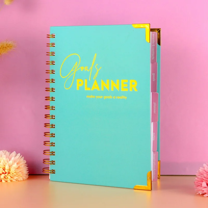 Wholesale Hardcover A5 Spiral Undated Goals Planner Weekly Monthly Agenda Journal Notebooks