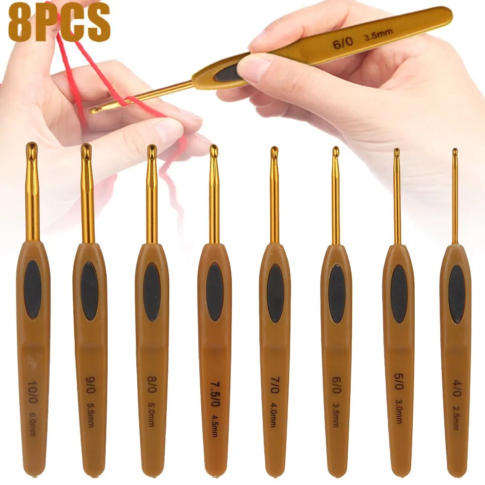 8Pcs Crochet Hooks 2.5mm-6mm Knitting Needles with Soft Grip Handle Portable Crochet Tool Knit Weave Yarn Craft Knitting Hooks