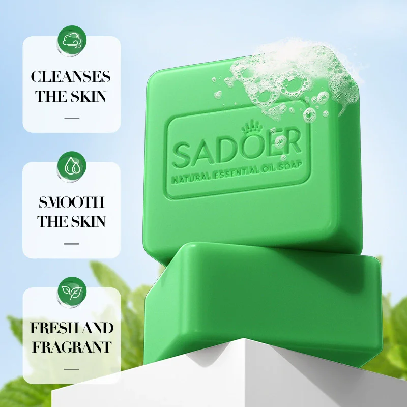 Mydło z olejkiem eterycznym mięty pieprzowej SADOER, mydło ręcznie robione, mydło do kąpieli, mydło do mycia ciała