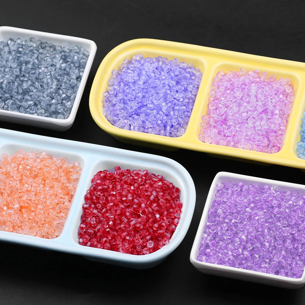 250-750pcs 4mm Mixing Colors Pointed Glass Bicone Beads Loose Spacer Beads for Bracelet Earrings Jewelry Making Accessories