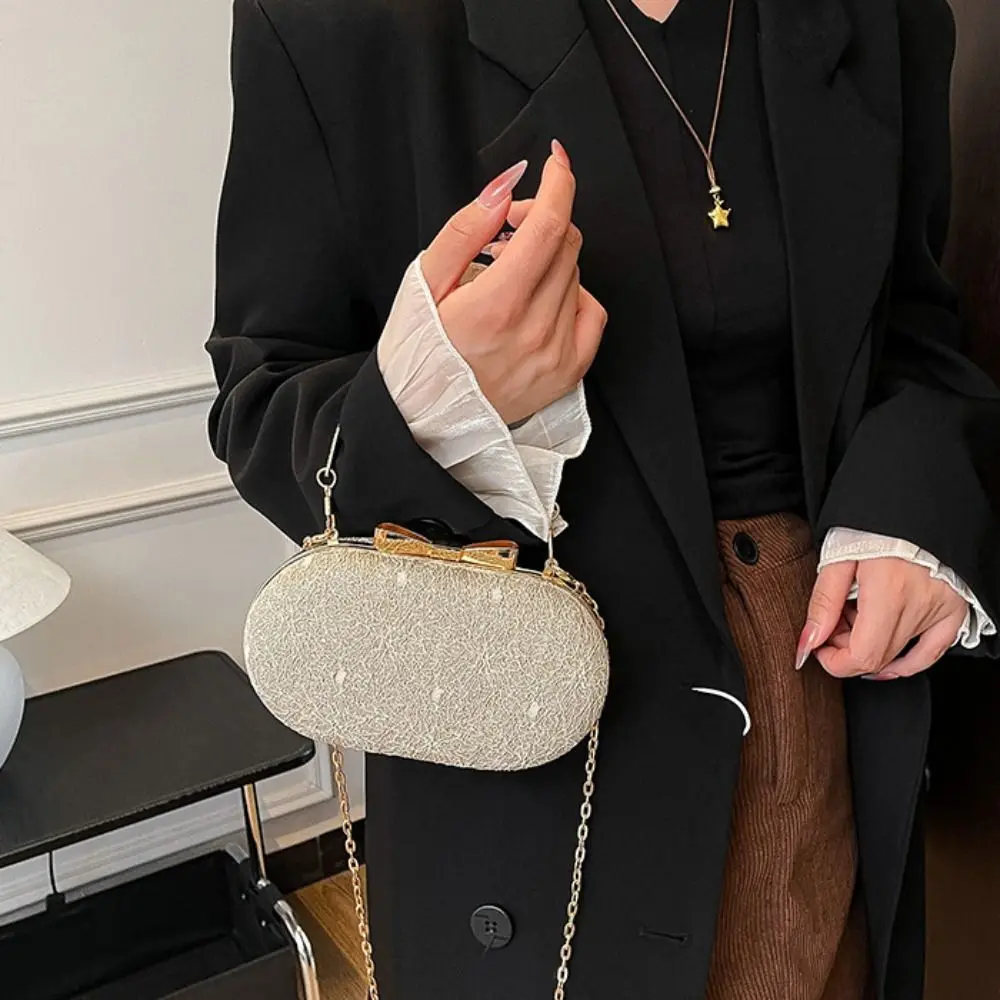 

Вечерняя сумка-клатч в стиле ретро с бантом, блестящая, вместительная, в форме коробки, с отделением для телефона, на одно плечо, с цепочкой, кроссбоди, женская