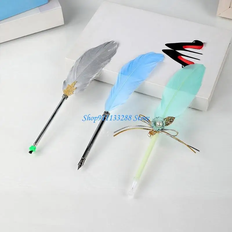 G88D Antiqued Ballpoint Pen Multipurpose Feathered Signing Pen for Writing