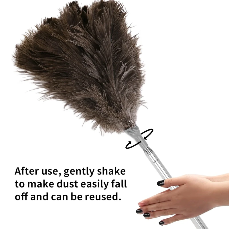 ABGR-Piuma di struzzo, Spolverino di piume retrattile per la pulizia della casa Ventilatore per mobili da soffitto, Spolverino di piume, 90 pollici