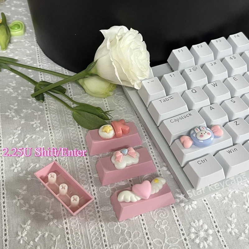 2.25U Shift / Enter Replace Keycaps Cute Catoon Love Wings Keycaps for Cherry Mechanical Keyboard  Decorative Accessories