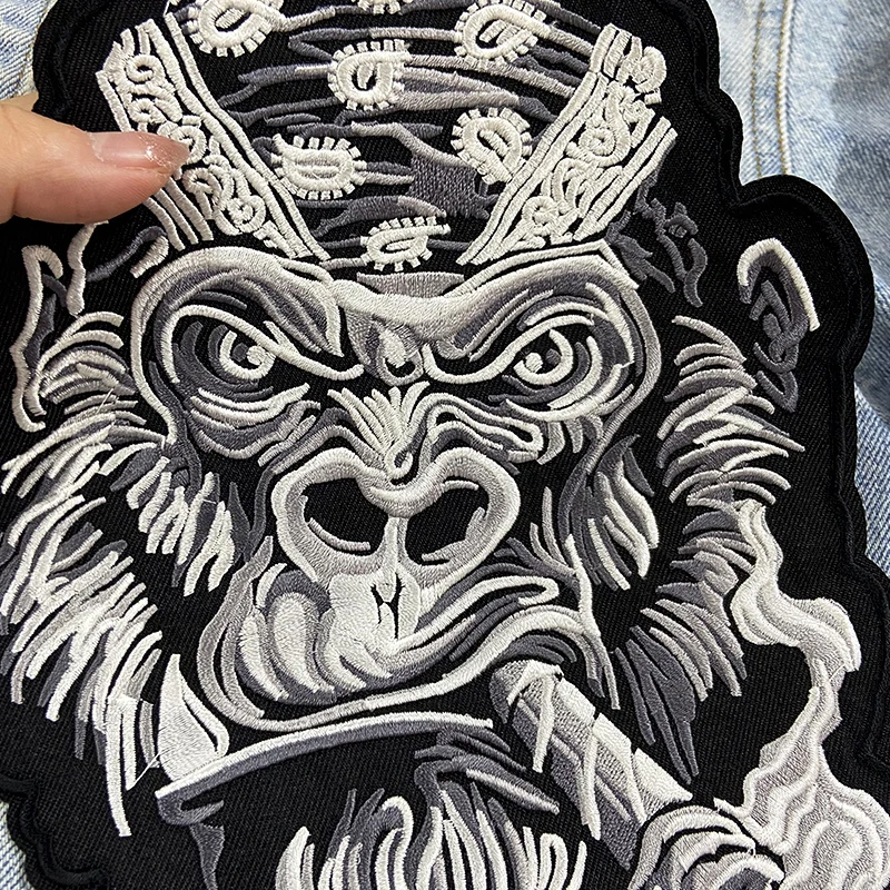 Punk Large Patch Motorcycle Biker Embroiderdy Patch Iron On Patches For Clothing Skull Back Embroidered Patches On Clothes DIY