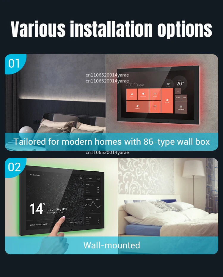 

Умный домашний контроллер 10,1 дюйма Android 14 4+64 ГБ с сенсорным экраном POE SMT1019, планшет с четырехъядерным процессором RK3576S, 1280*800