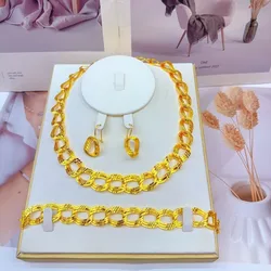 Popodion New Dubai 24K Gold Plating Jewelry Necklace Bracelet Women's Earrings Exquisite Gift YY10298