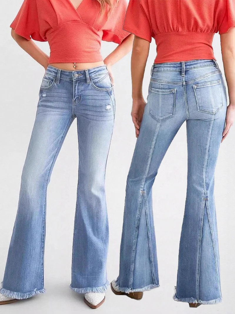 

Slim Fit Women's Flare Jeans - Stylish and Comfortable Denim Pants for Enhanced Shape