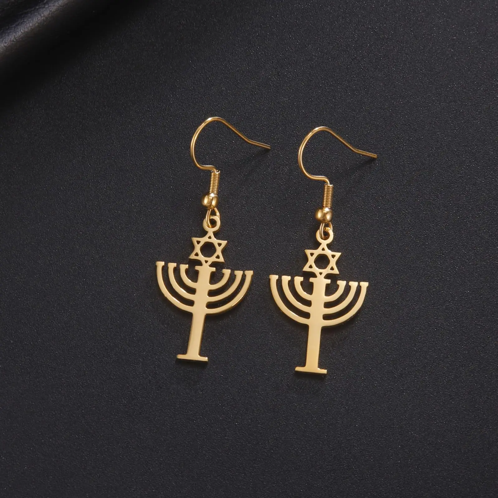 VASSAGO Hanukkah Earrings for Women Jewish Menorah Dangle Earrings Star of David with Candle Drop Earrings Chanukah Jewelry Gift