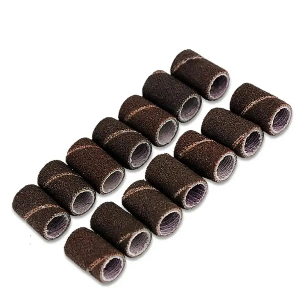 Lot of 50PC Cylindrical Grinding Heads Mounted Abrasive Sleeves Sanding Bands 80#120#180# For Nail Drill Manicure Tools slijpsc