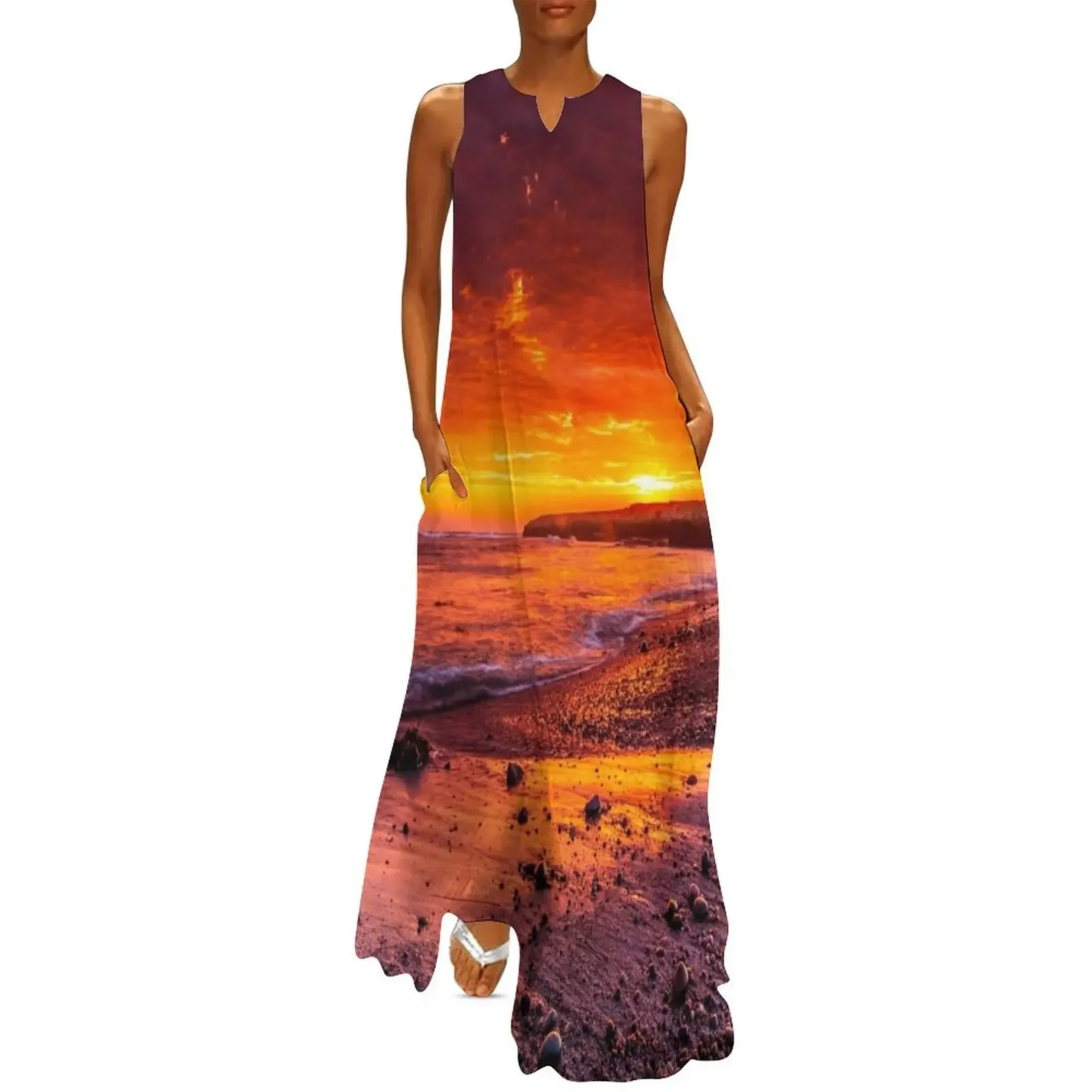 

Fiery Sunset Over the Beach Long Dress luxury dress african dresses for woman ceremony dresses elegant dresses for women Dress