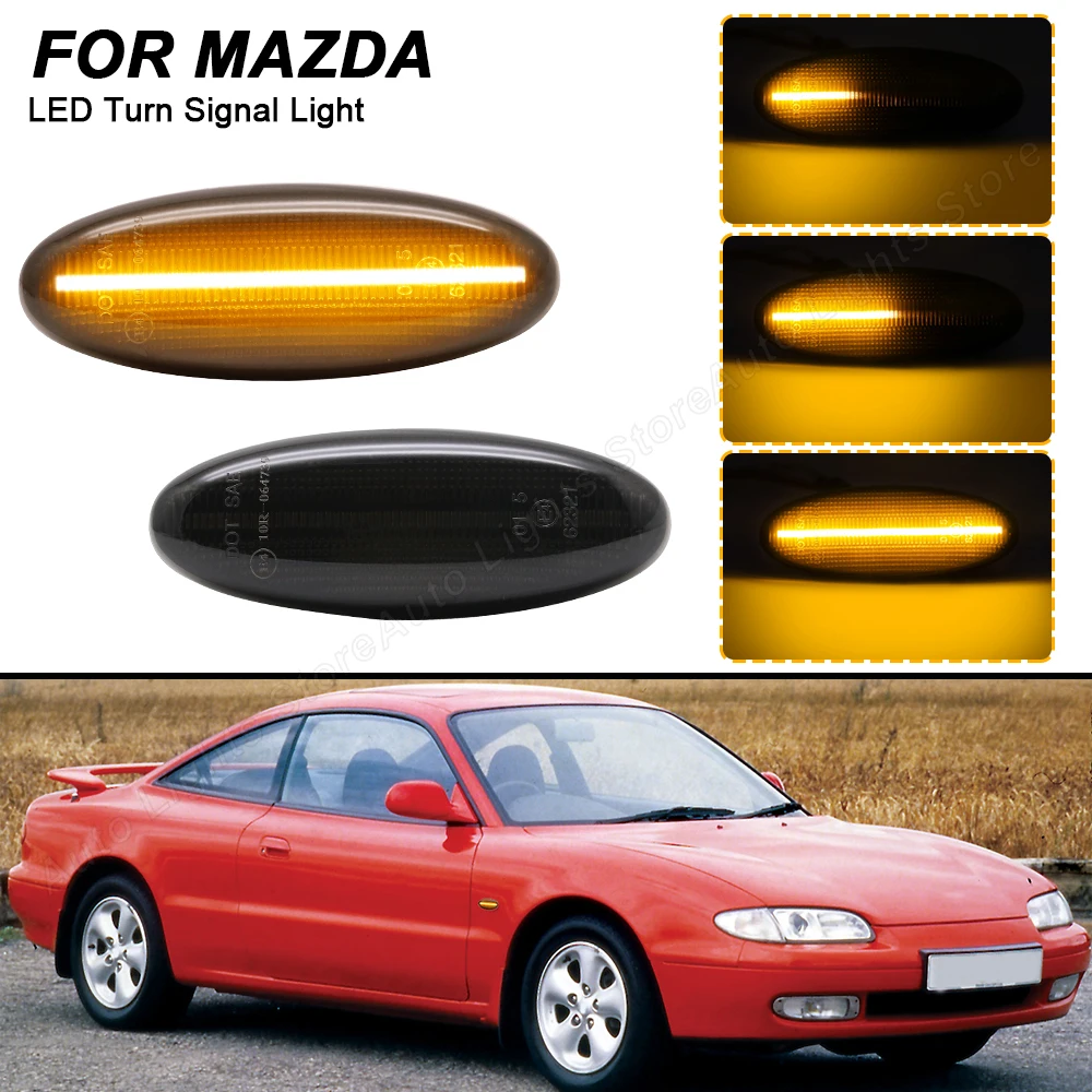 

Dynamic Indicator LED Lamps For Mazda RX7 FD Premacy CP 323 BA BJ 626 GF GW 2PCS Amber Side Marker Blinker Turn Signal Lights