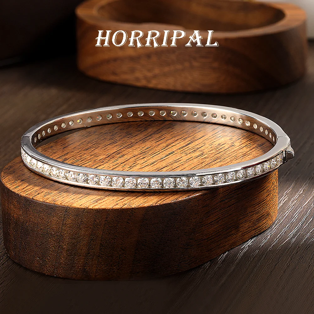 

HORRIPAL Full 2.5mm D VVS1 Moissanite Bangle Bracelets For Women 925 sterling Silver New Sparkling Elegant Classic Fine Jewelry